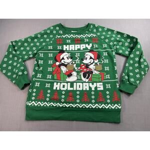 Disney Mickey Minnie Happy Holidays Christmas Sweatshirt Youth Small